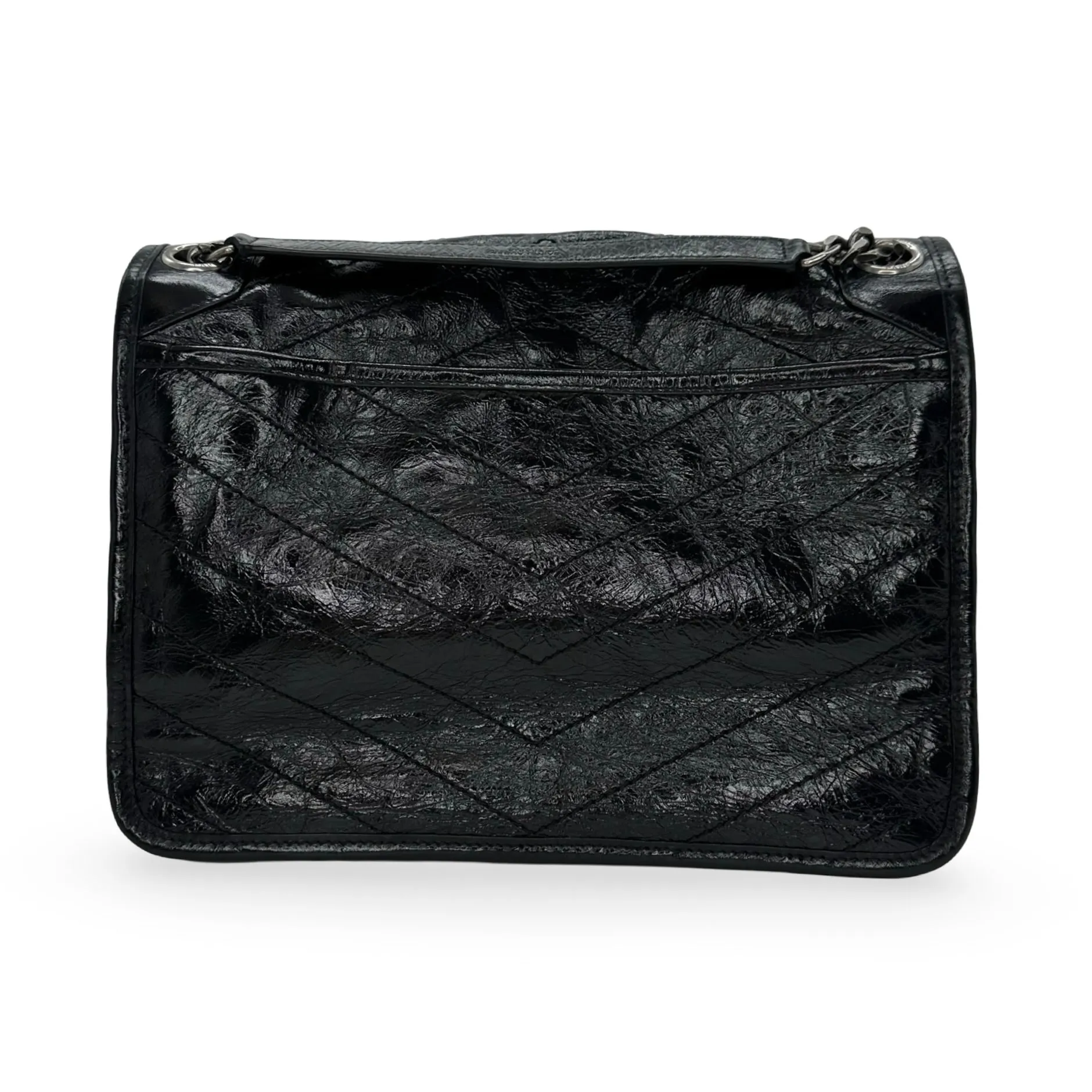 SAINT LAURENT: Crinkle Leather Medium Niki