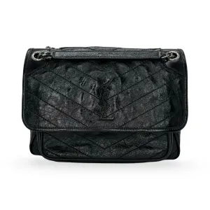 SAINT LAURENT: Crinkle Leather Medium Niki