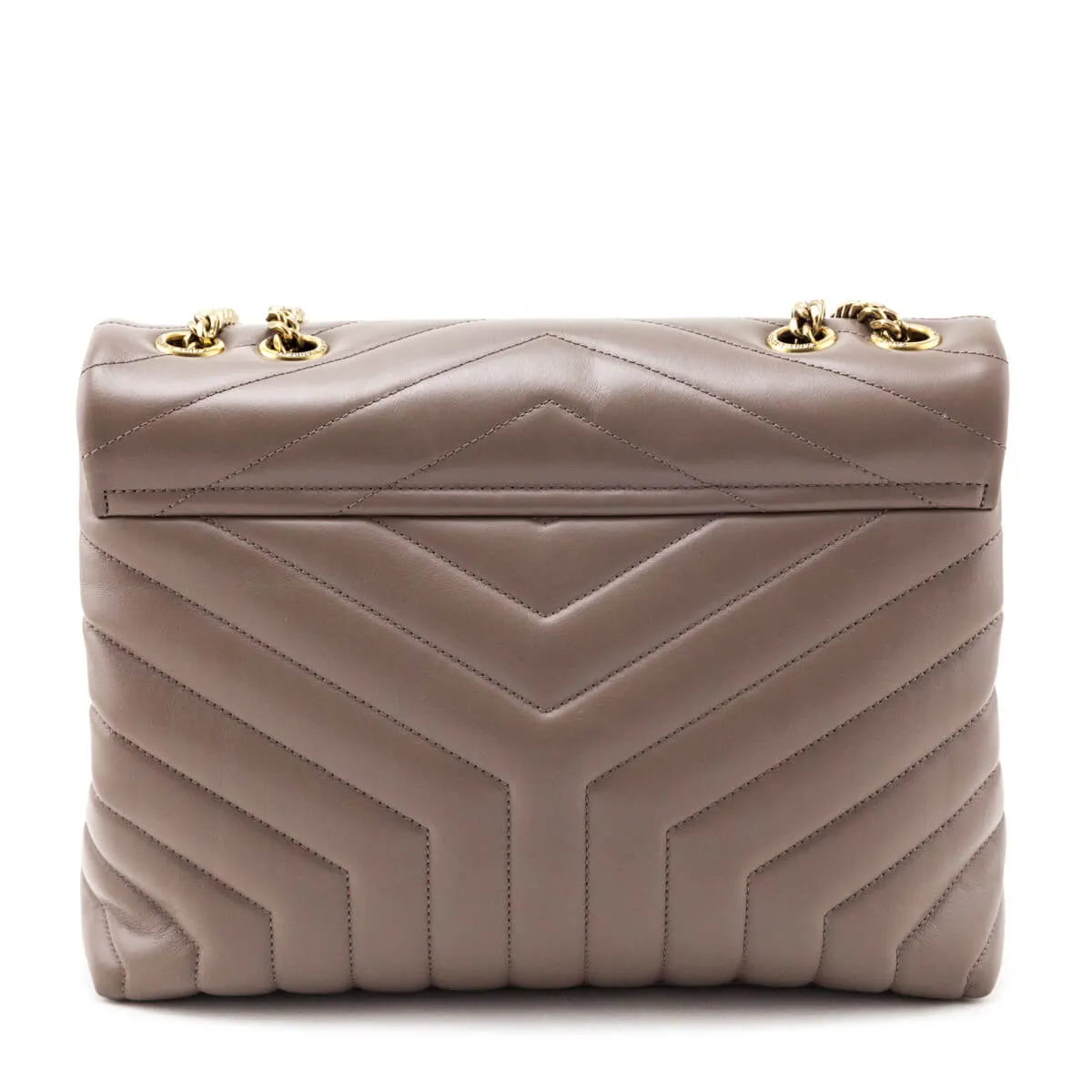 Saint Laurent Dark Beige Calfskin Y Quilted Monogram Medium Loulou Chain Satchel