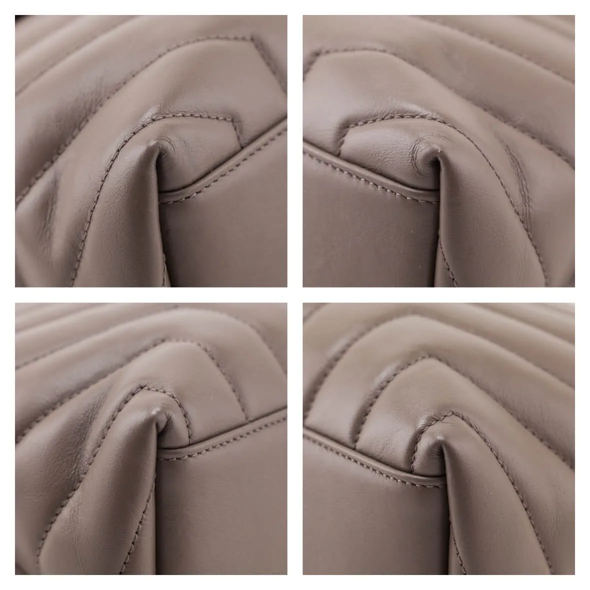 Saint Laurent Dark Beige Calfskin Y Quilted Monogram Medium Loulou Chain Satchel