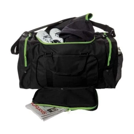 Sassi Designs SD624-Green 24" Square Duffel - Black with Green Trim