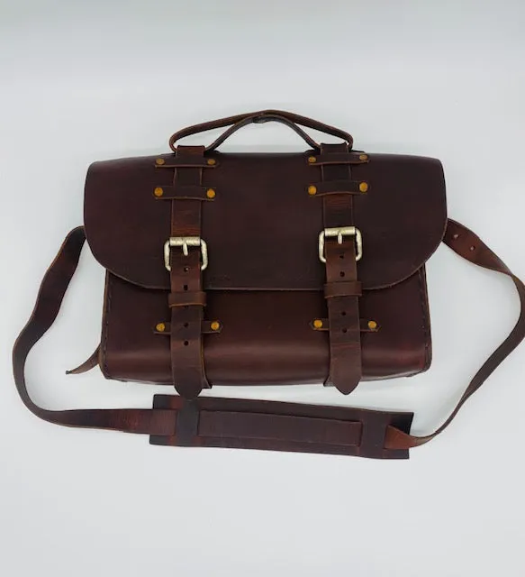 Seasoned No. 4311 - Standard Scotch Grunge Leather Satchel with Rear Insert