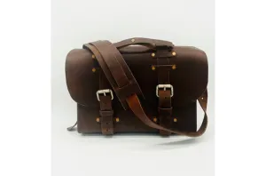 Seasoned No. 4311 - Standard Scotch Grunge Leather Satchel with Rear Insert