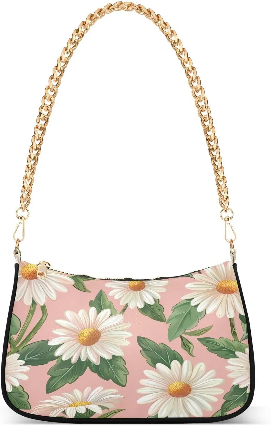 Shoulder Bags for Women Flowers Tote HandBag Shoulder Bags purse with Chain Zipper Closure
