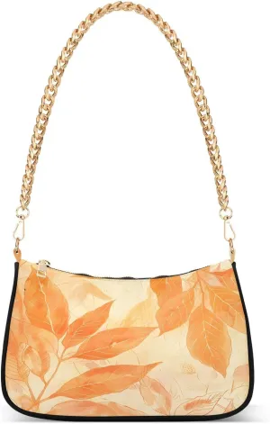 Shoulder Bags for Women Orange Leaves Tote HandBag Shoulder Bags purse with Chain Zipper Closure