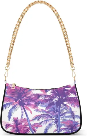 Shoulder Bags for Women Retro Palm Tree Tote HandBag Shoulder Bags purse with Chain Zipper Closure