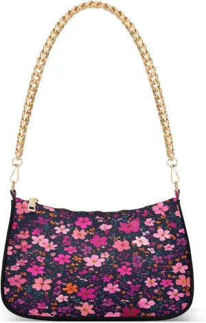 Shoulder Bags for Women Small Flowers Tote HandBag Shoulder Bags purse with Chain Zipper Closure
