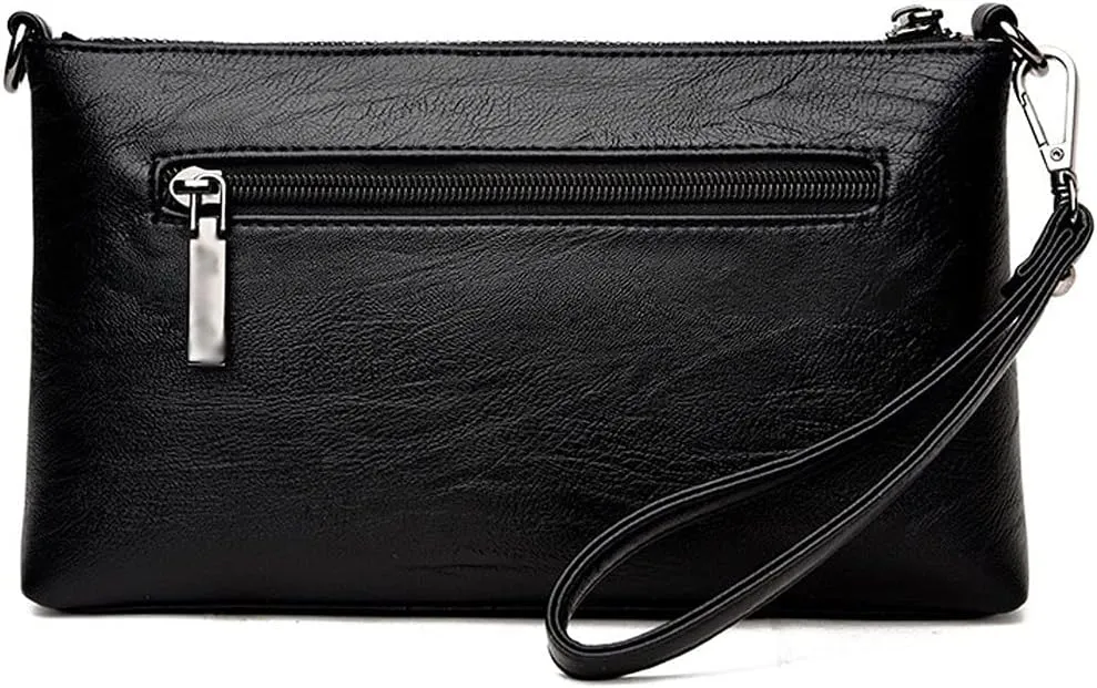 Shoulder Bags PU Leather Women Patchwork Shoulder Bags Small Flap Handbags Crossbody Bags for Ladies Messenger Bags(Black)