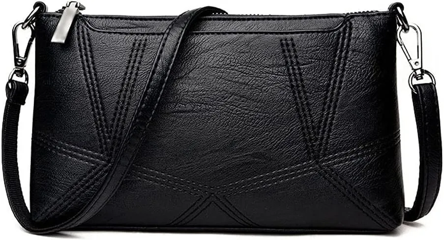 Shoulder Bags PU Leather Women Patchwork Shoulder Bags Small Flap Handbags Crossbody Bags for Ladies Messenger Bags(Black)
