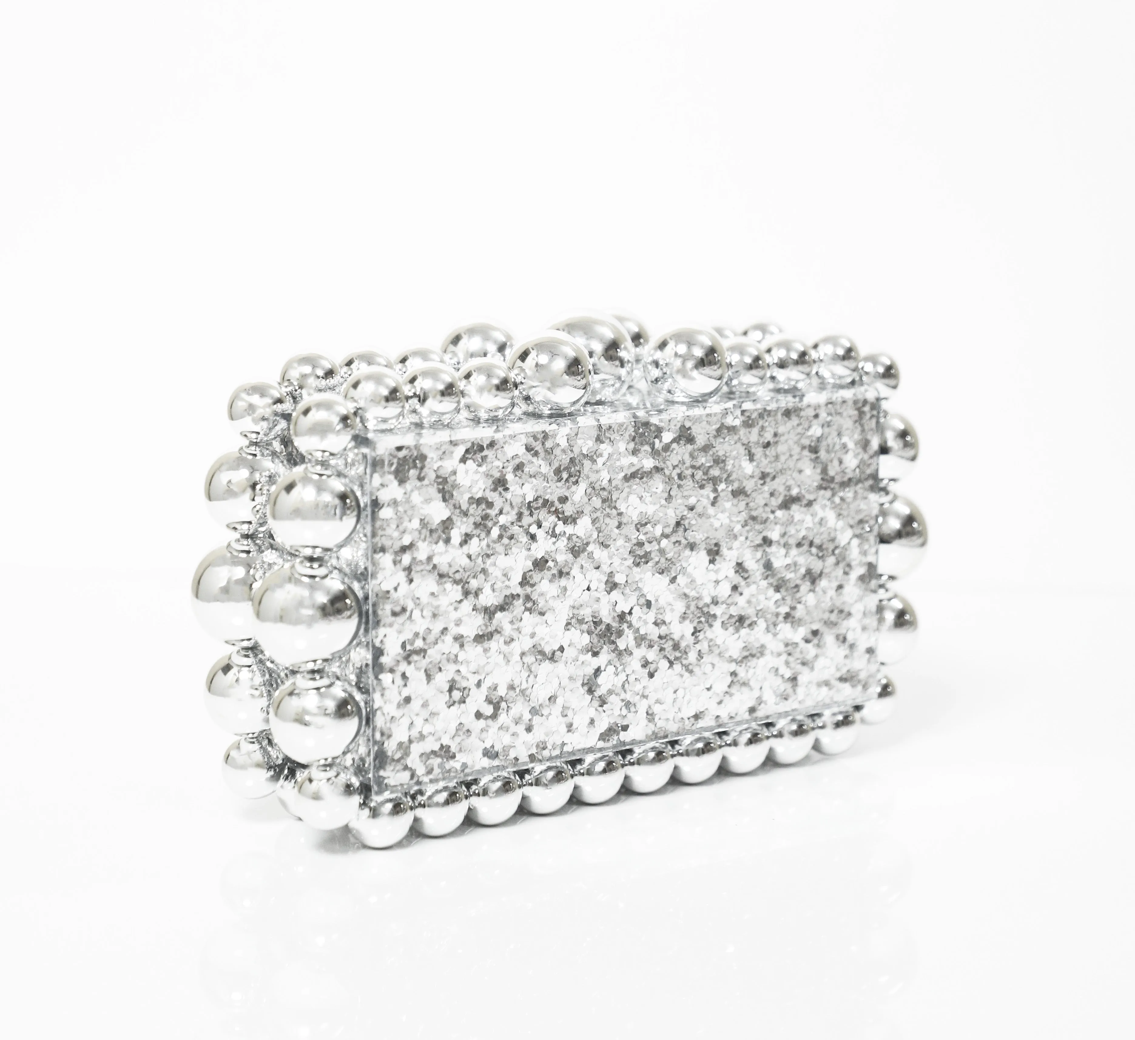 Silver Statement Clutch with Detachable Sling