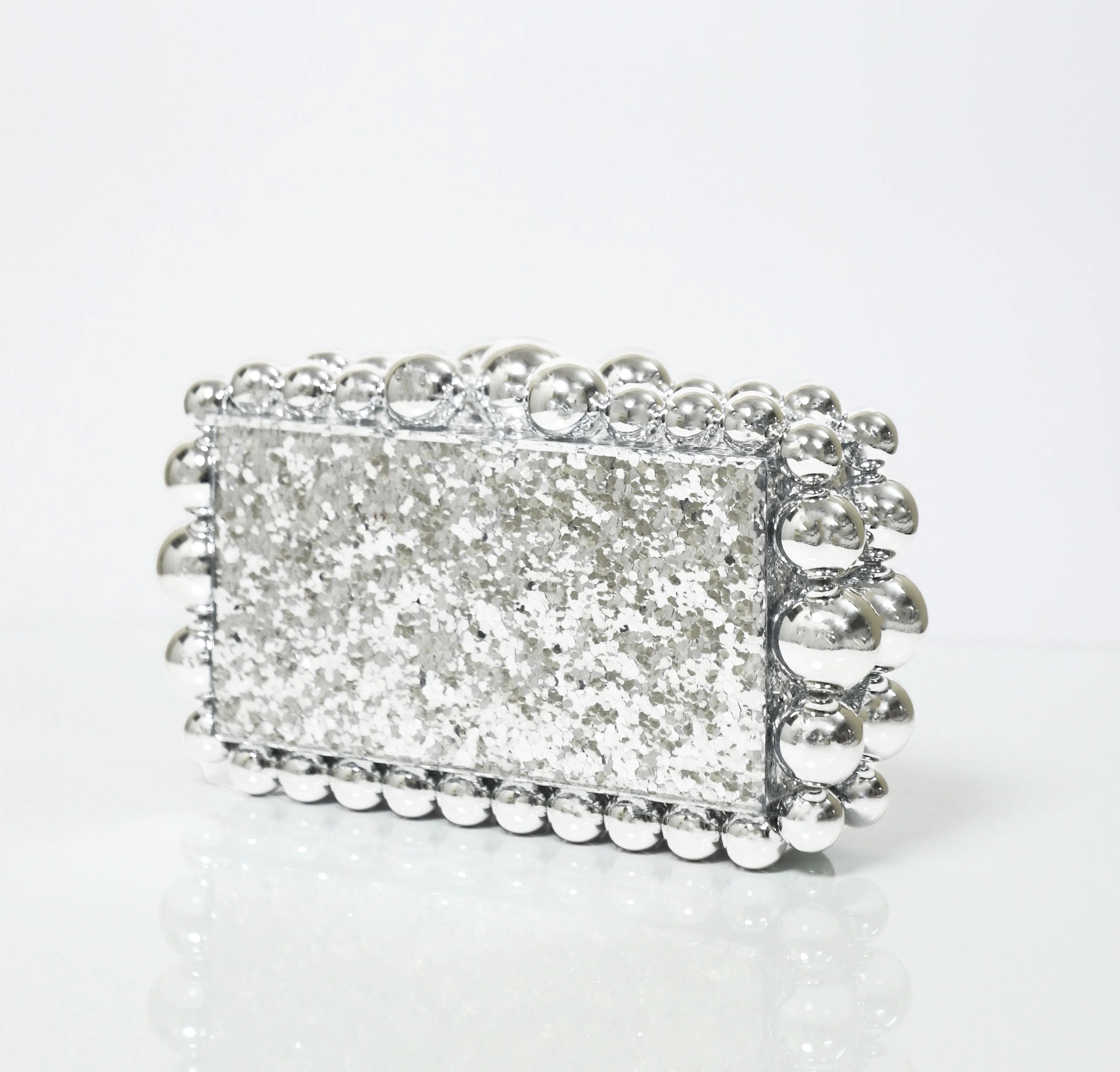 Silver Statement Clutch with Detachable Sling