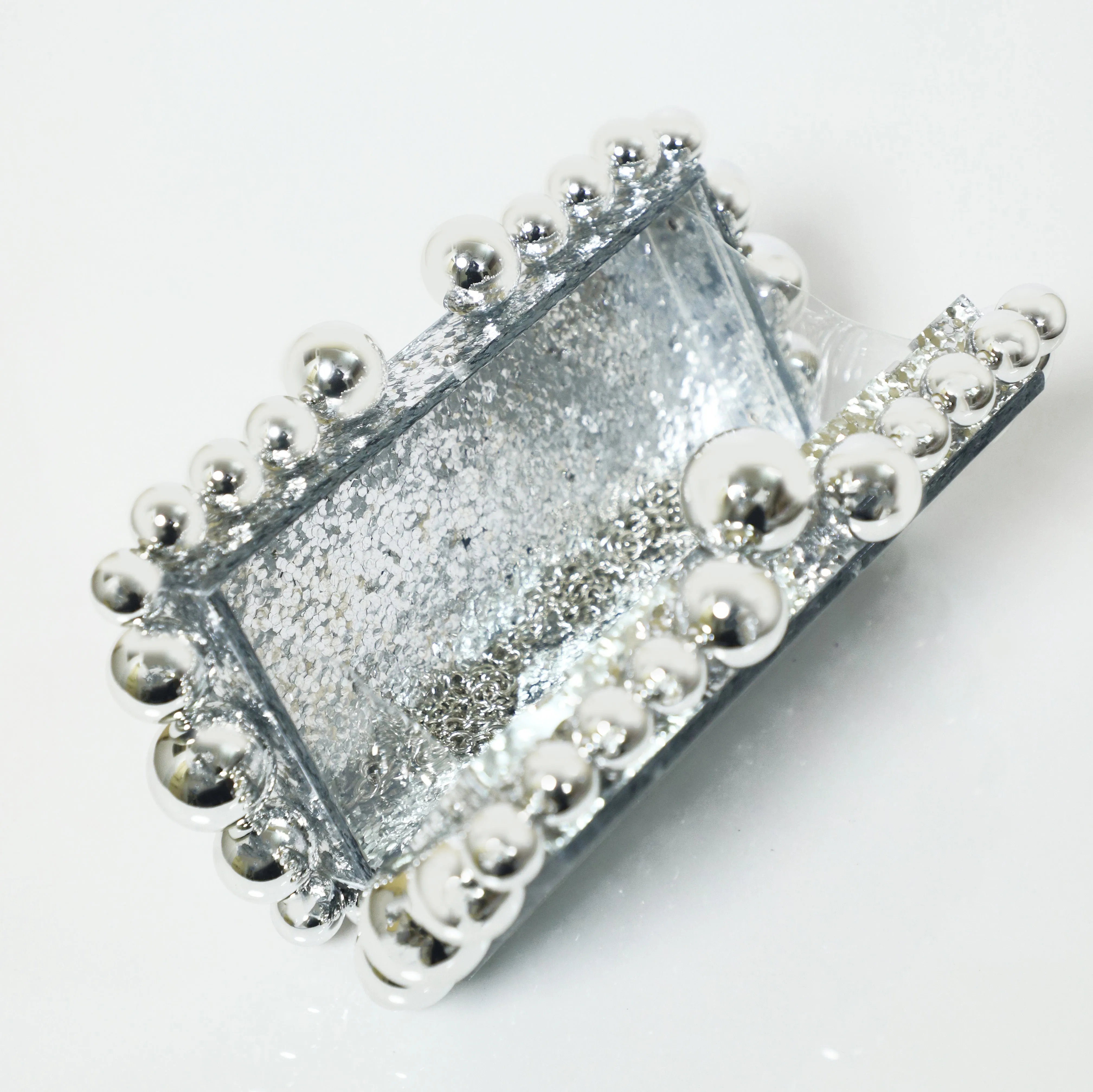 Silver Statement Clutch with Detachable Sling