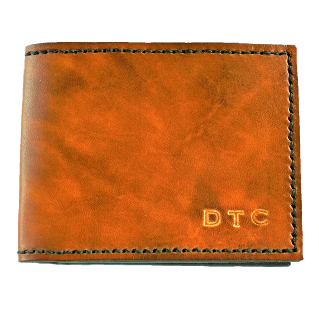 Slimline Billfold Wallet (no display) - Black Interior - Embossed Initials