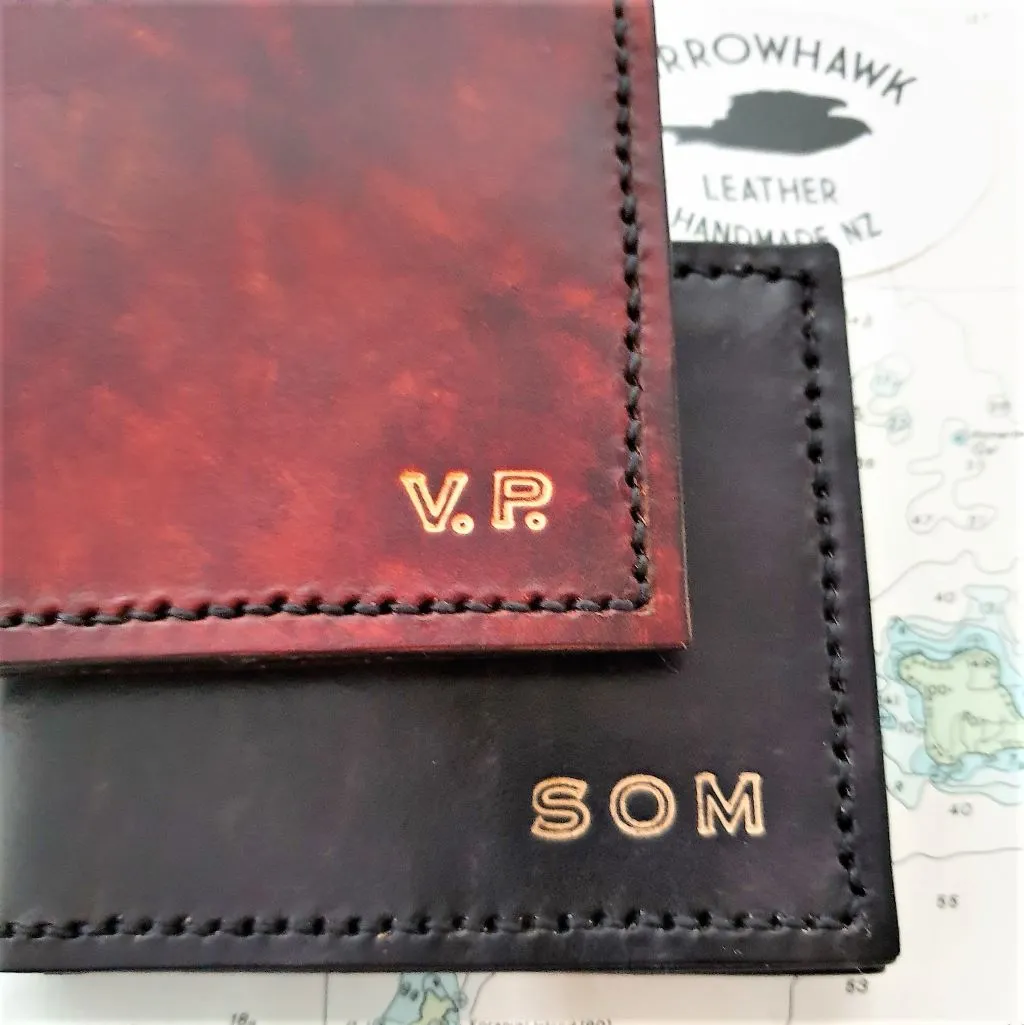 Slimline Billfold Wallet (no display) - Black Interior - Embossed Initials
