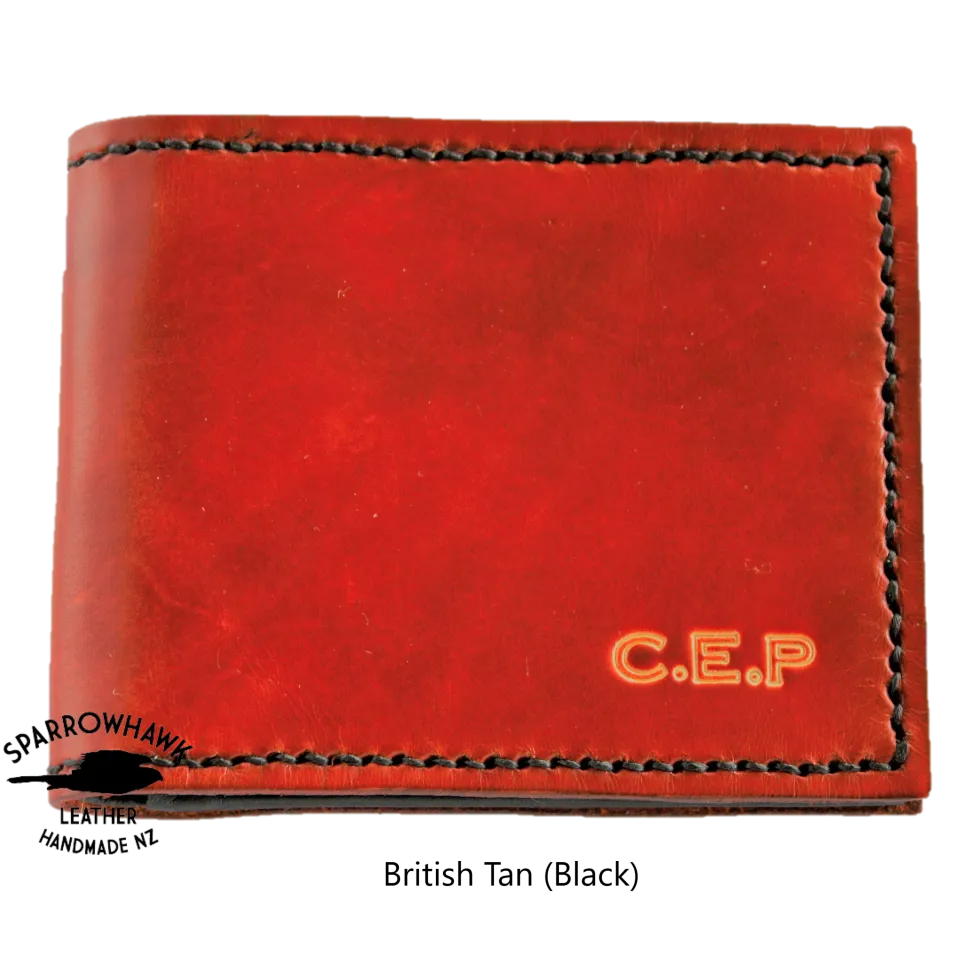 Slimline Billfold Wallet (no display) - Black Interior - Embossed Initials
