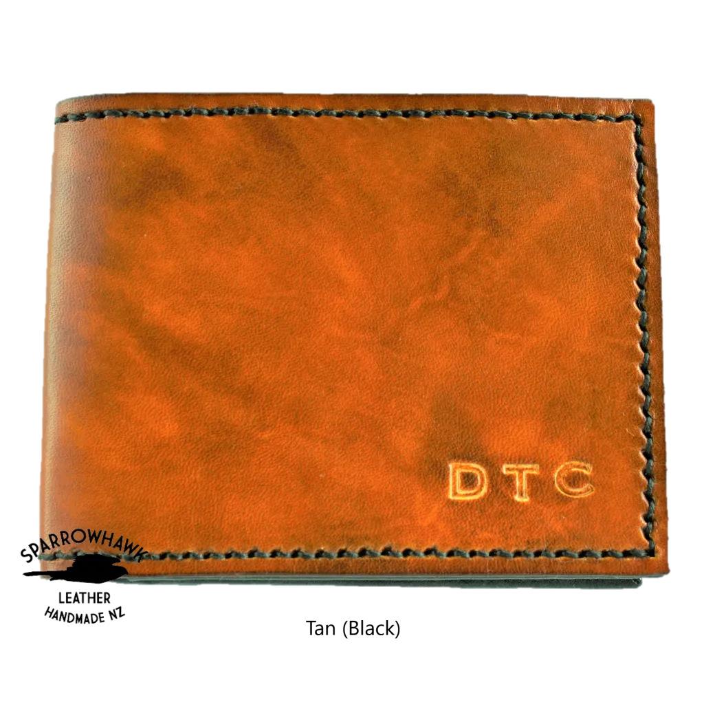Slimline Billfold Wallet (no display) - Black Interior - Embossed Initials
