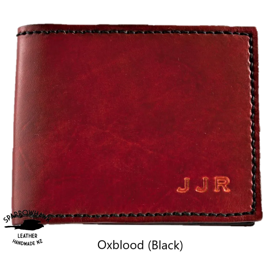 Slimline Billfold Wallet (no display) - Black Interior - Embossed Initials