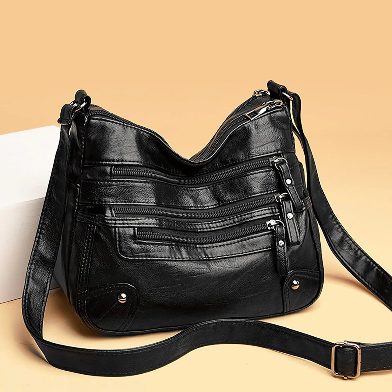 Sling Bags for Women Anti Theft Travel Fashion Canvas Hippie Crossbody Bags Womens Vacation Shoulder Bag(Black)