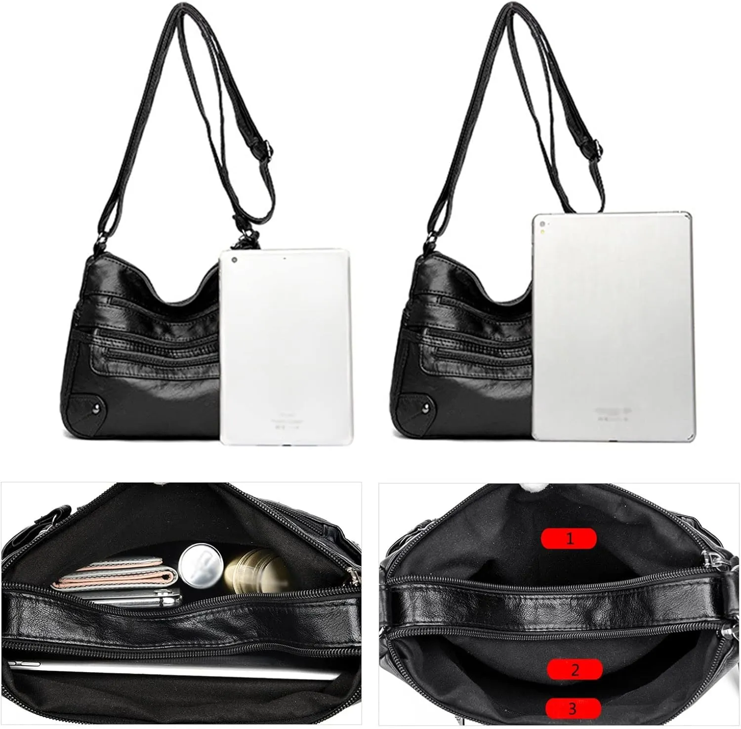 Sling Bags for Women Anti Theft Travel Fashion Canvas Hippie Crossbody Bags Womens Vacation Shoulder Bag(Black)