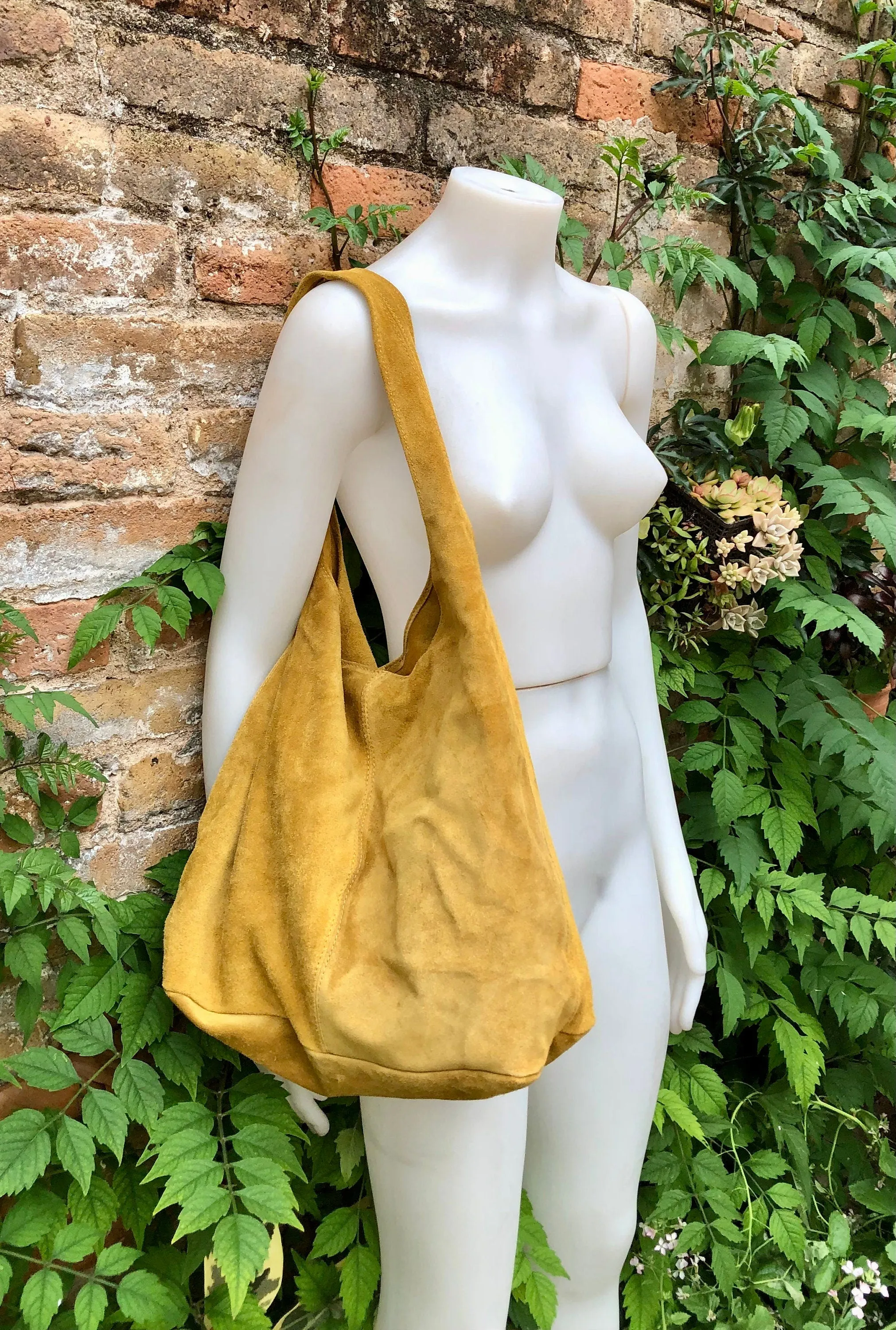Slouch bag. Large TOTE leather bag in MUSTARD yellow. Soft natural suede, genuine hobo leather bag. MUSTARD yellow suede bag.Hobo,laptop bag