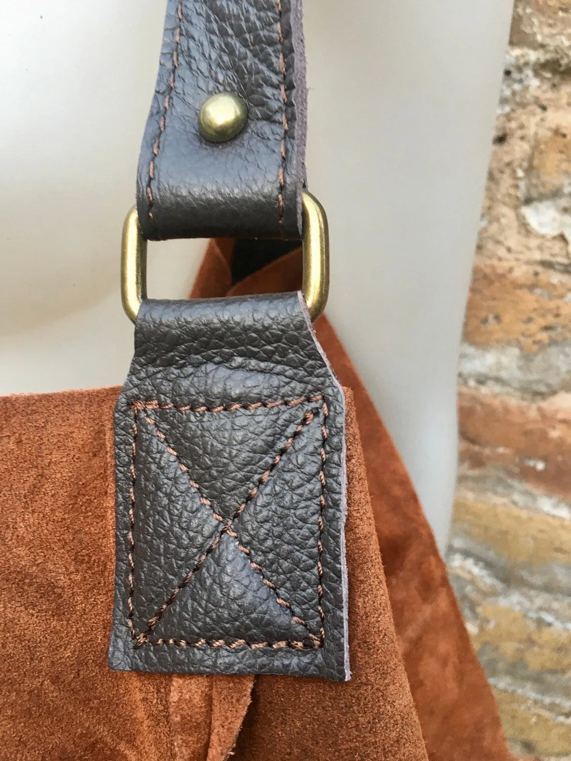 Slouch leather bag in DENIM blue. Hobo shoulder bag. Boho bag. Book or tablet bags in suede.Blue suede bag.