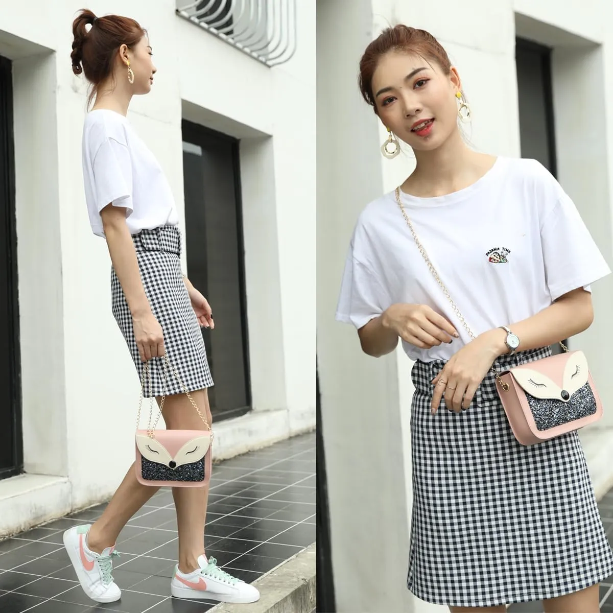 Small Crossbody Purse for Women Chain Shoulder Handbag Mini Cute Cross Body Bag with Detachable Chain Strap