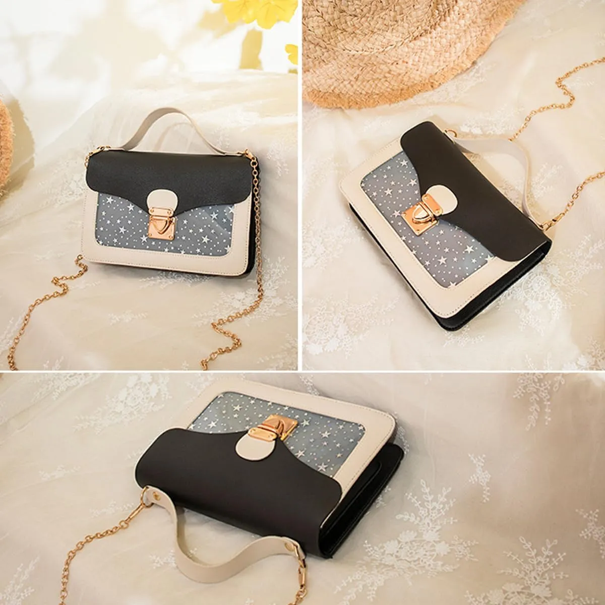 Small Crossbody Purse for Women Chain Shoulder Handbag Mini Cute Cross Body Bag with Detachable Chain Strap