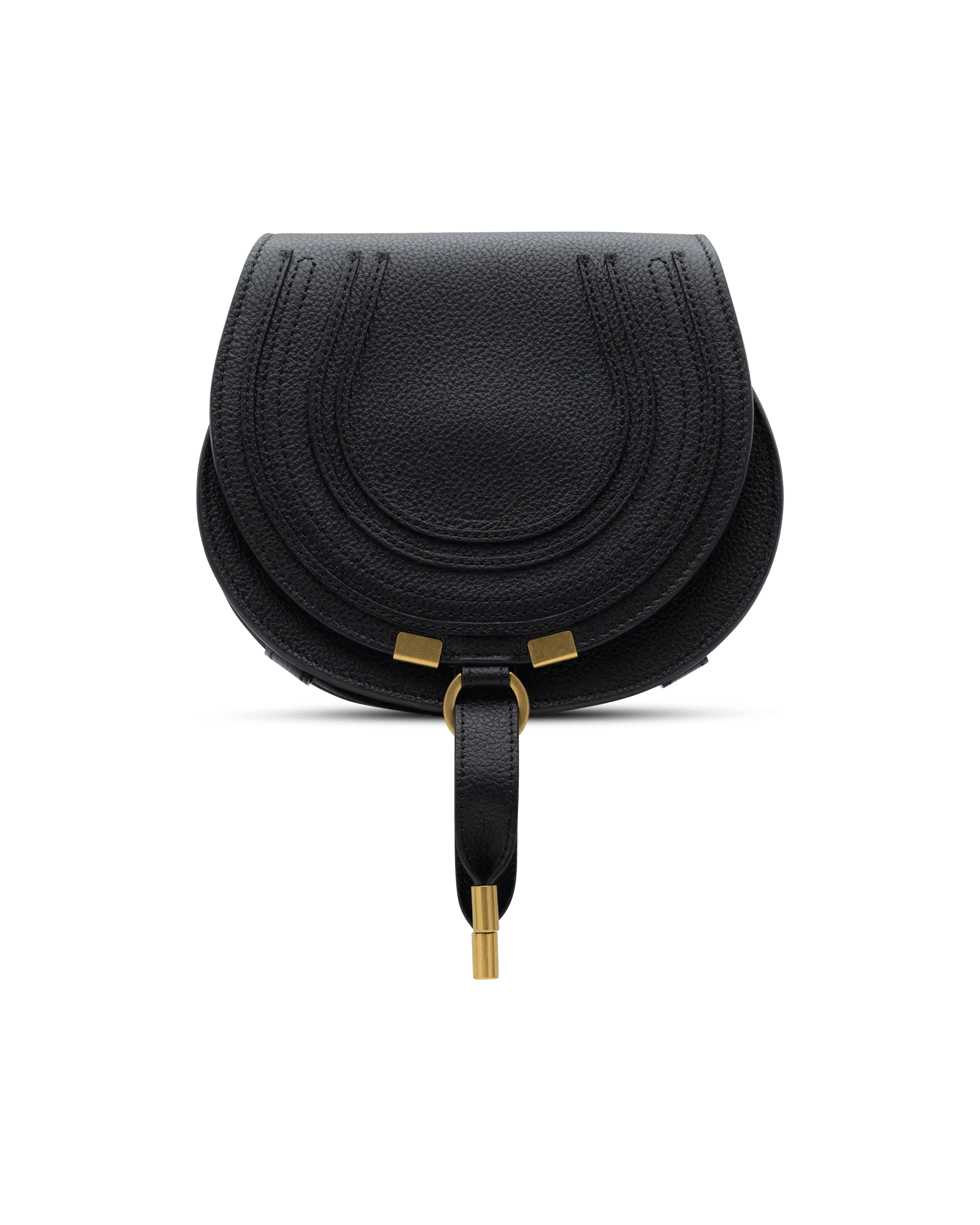 Small Marcie Grained Leather Saddle Bag