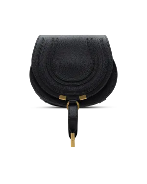 Small Marcie Grained Leather Saddle Bag