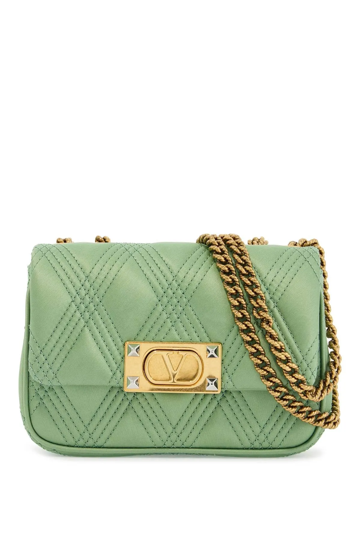 small quilted green silk shoulder bag with chain 6W2B0R08DZR FELCE