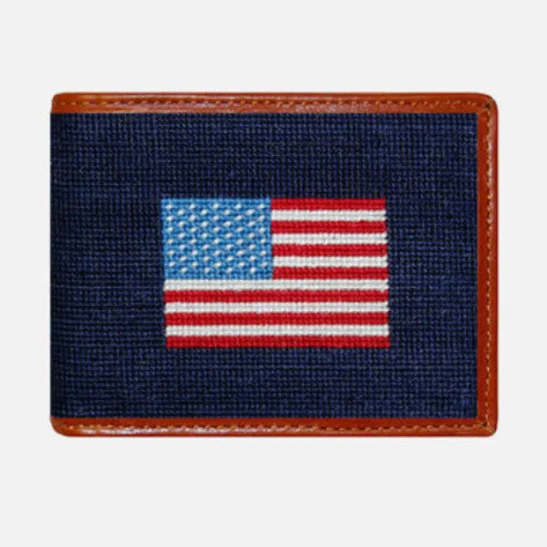 Smathers & Branson American Flag Needlepoint Bifold Wallet