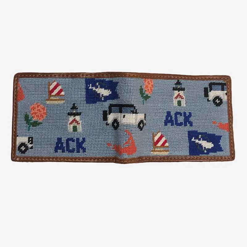 Smathers & Branson Nantucket Life Needlepoint Bifold Wallet - Antique Blue