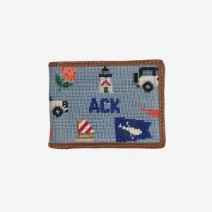 Smathers & Branson Nantucket Life Needlepoint Bifold Wallet - Antique Blue