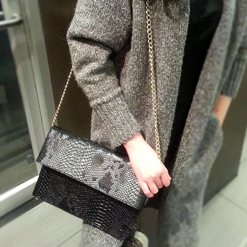 Snake Print Envelope Clutch