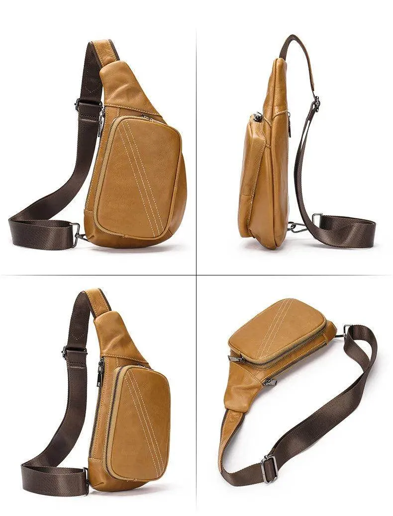 Soft Cowskin Leather Chest Pack Genuine Leather Crossbody