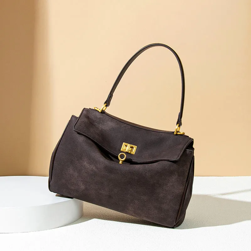 Spacious Frosted Leather Tote Bag with Detachable Strap