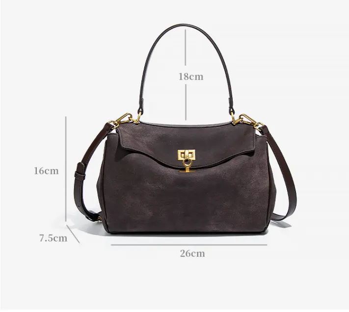 Spacious Frosted Leather Tote Bag with Detachable Strap