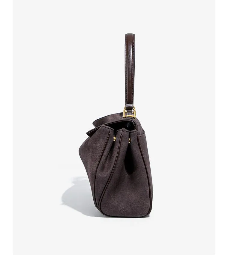 Spacious Frosted Leather Tote Bag with Detachable Strap