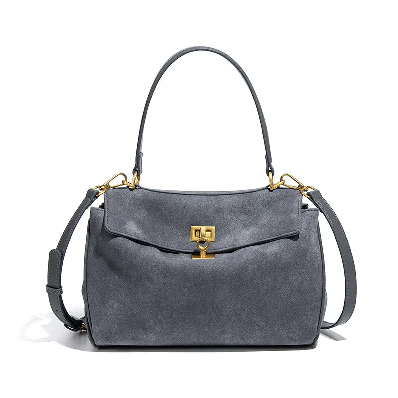 Spacious Frosted Leather Tote Bag with Detachable Strap