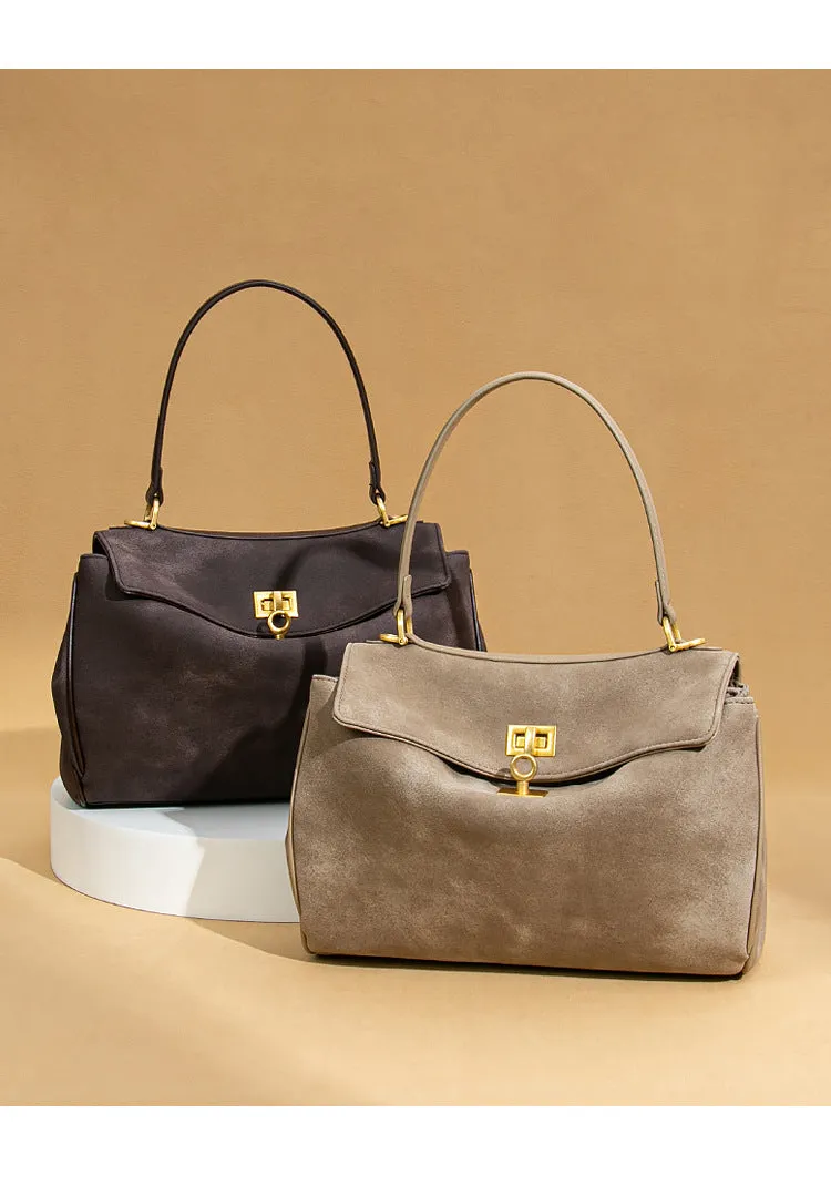 Spacious Frosted Leather Tote Bag with Detachable Strap