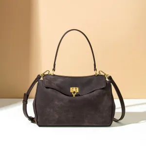 Spacious Frosted Leather Tote Bag with Detachable Strap