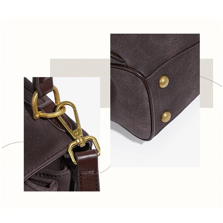 Spacious Frosted Leather Tote Bag with Detachable Strap