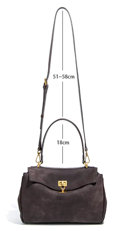 Spacious Frosted Leather Tote Bag with Detachable Strap
