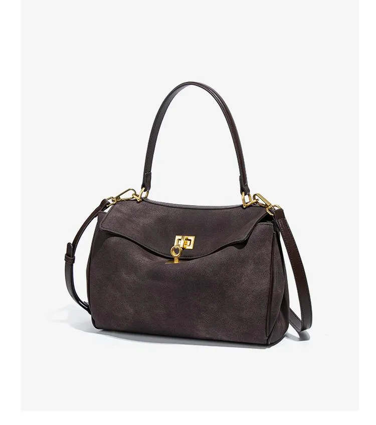 Spacious Frosted Leather Tote Bag with Detachable Strap