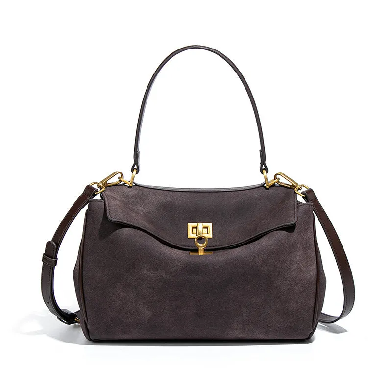 Spacious Frosted Leather Tote Bag with Detachable Strap