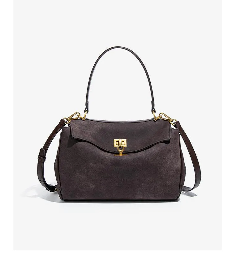 Spacious Frosted Leather Tote Bag with Detachable Strap