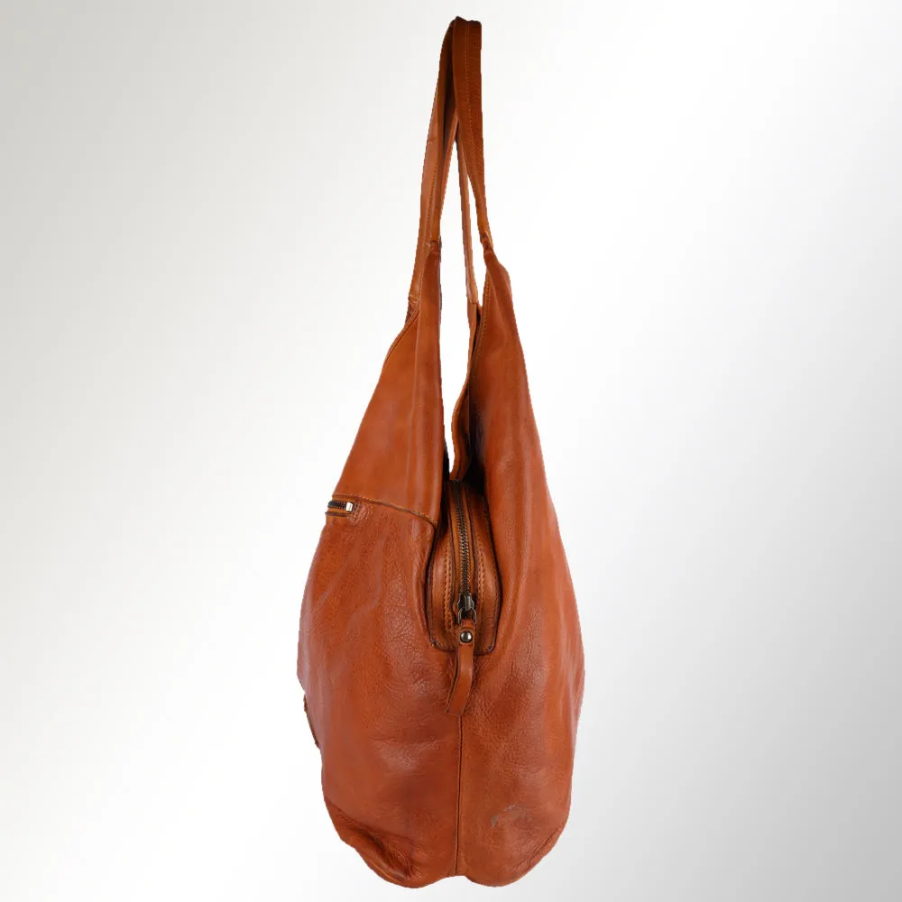 Spaghetti Western Swc184Mtd Hobo Vintage Handmade Drum Dyed Genuine European Cowhide Leather Women Bag Western Handbag Purse