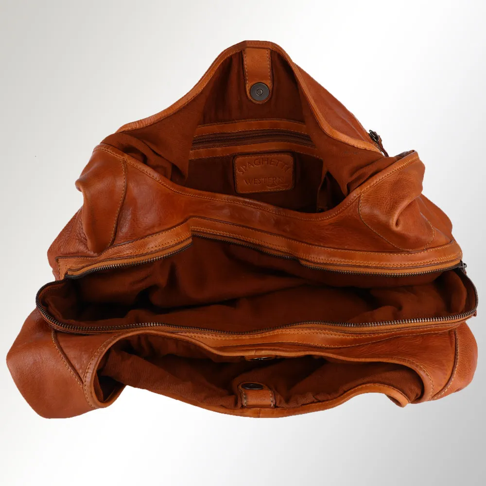 Spaghetti Western Swc184Mtd Hobo Vintage Handmade Drum Dyed Genuine European Cowhide Leather Women Bag Western Handbag Purse