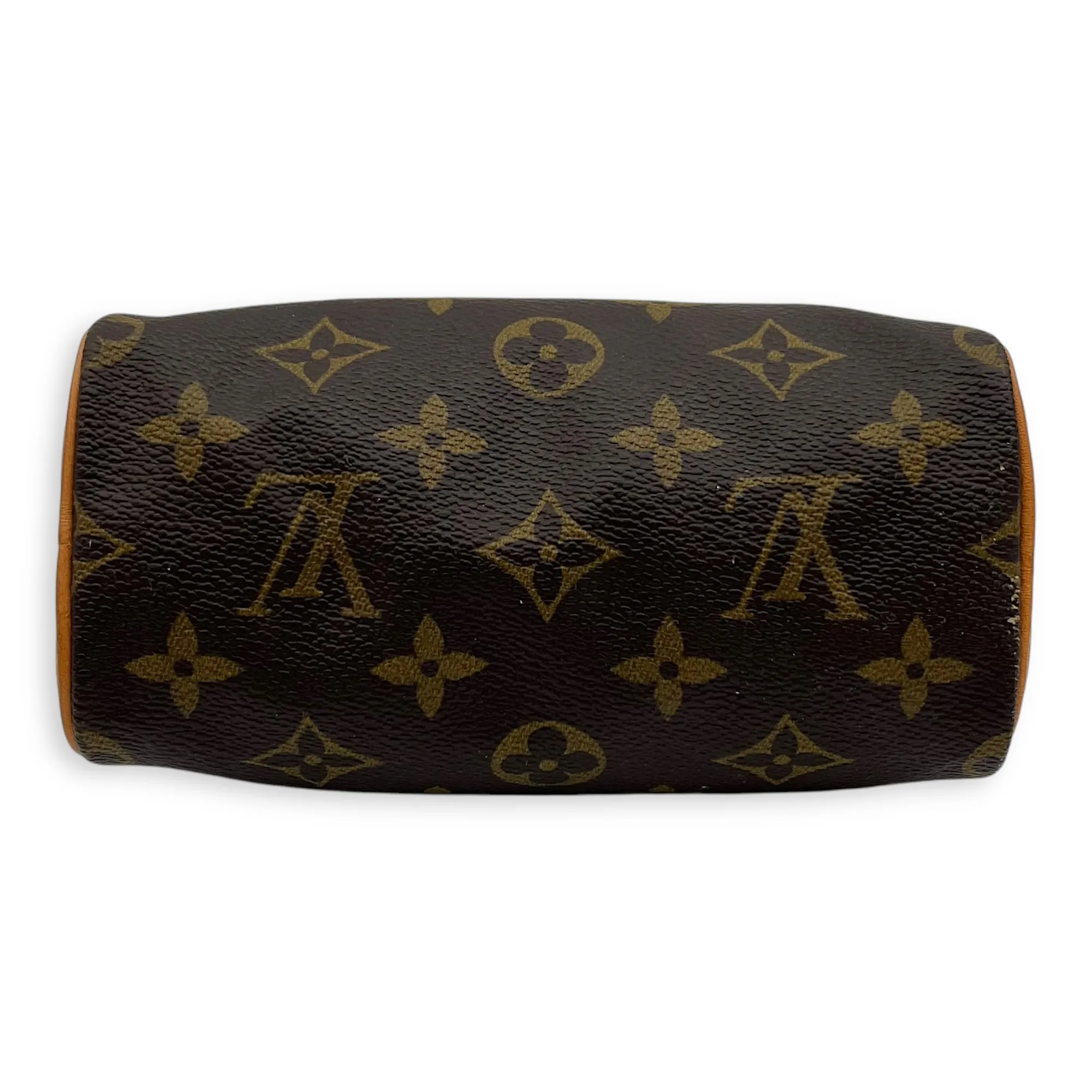 Speedy Nano Brown Crossbody Bag in Monogram Coated Canvas, Gold hardware