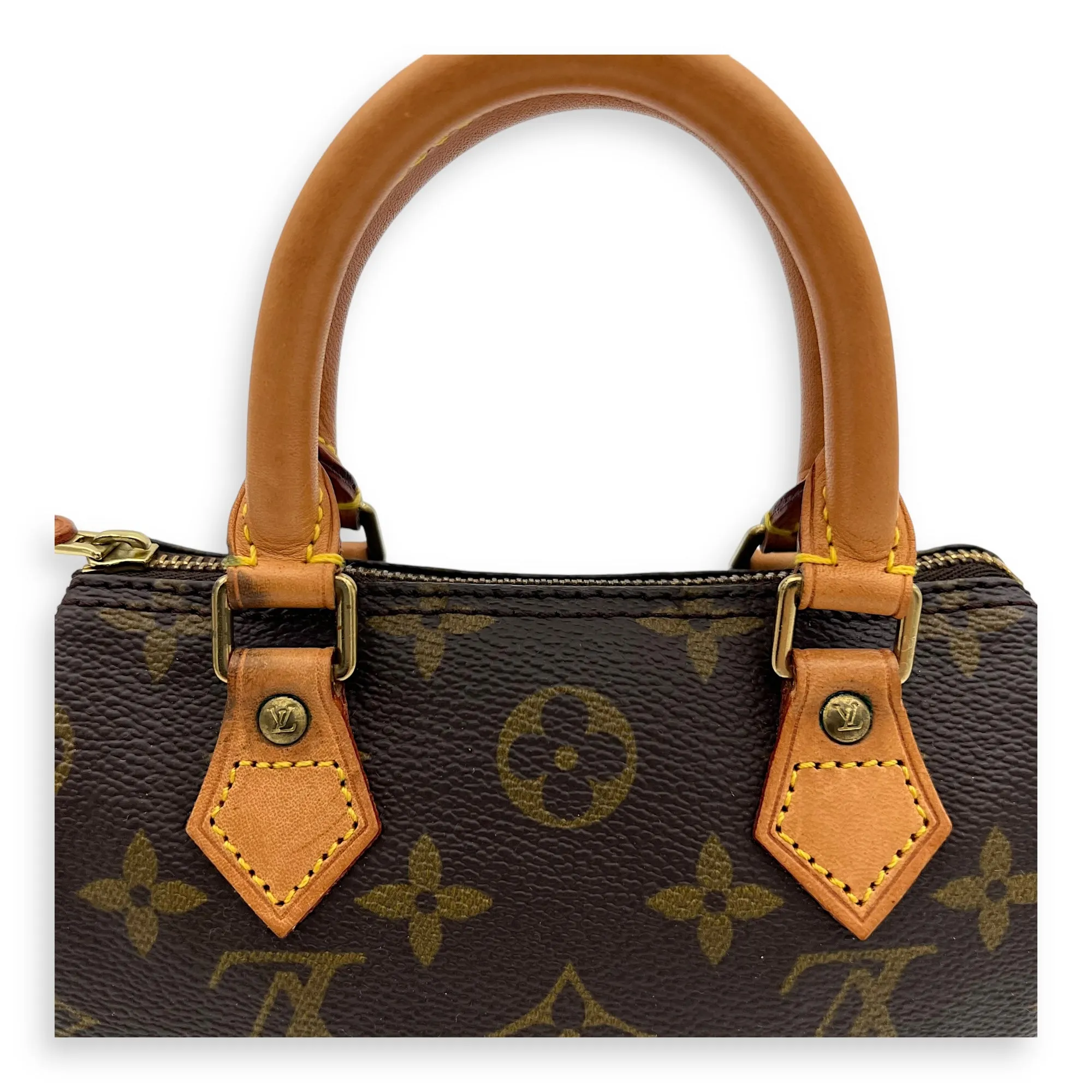 Speedy Nano Brown Crossbody Bag in Monogram Coated Canvas, Gold hardware